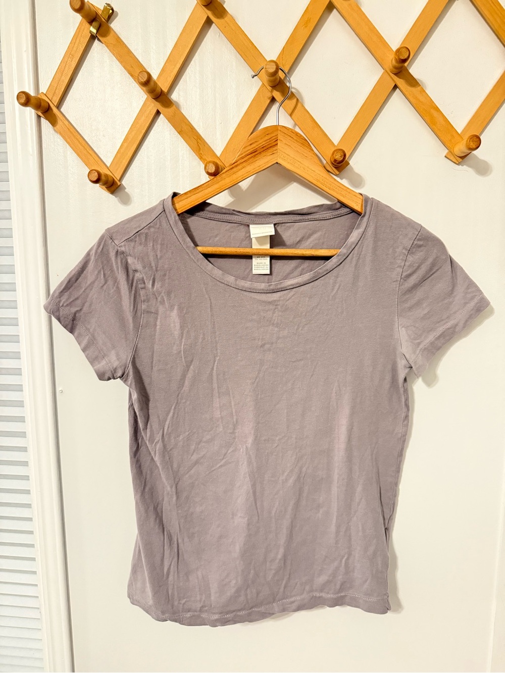 H&M Women's Short Sleeve Tee - Light Lavender Gray